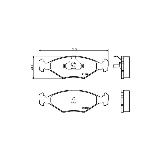 Hella 8DB 355 024 761 Brake Pad Set For Fiat Palio Not Prepared For Wear Indicator