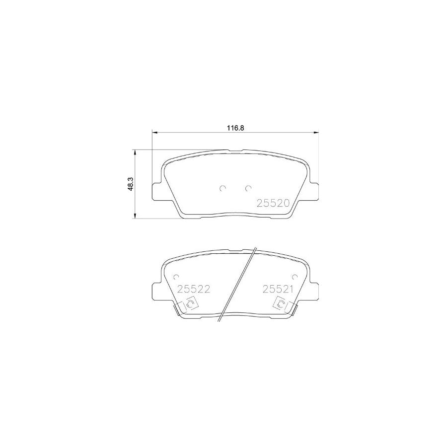 Brembo P 30 104 Brake Pad Set For Kia Stinger With Acoustic Wear Warning With Anti Squeak Plate