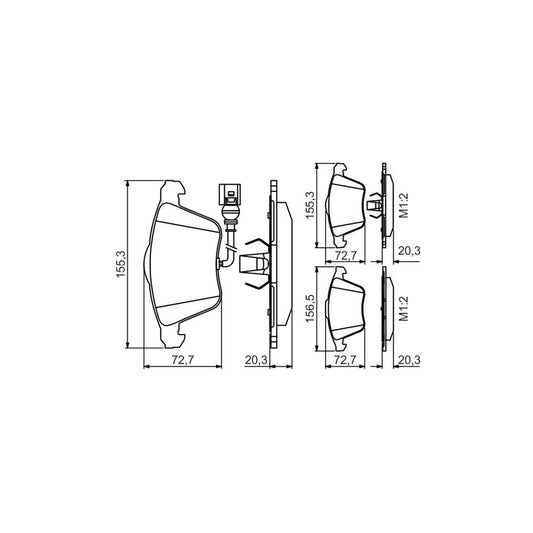 Bosch 0986495356 Brake Pad Set With Integrated Wear Sensor With Anti Squeak Plate With Piston Clip BP1648
