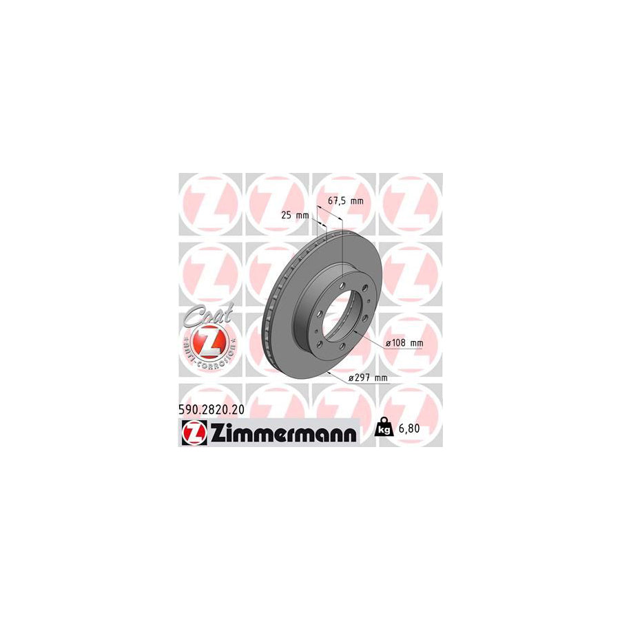 ZIMmERMANN COAT Z 590 2820 20 Brake Disc for TOYOTA Hilux VII Pickup Internally Vented Coated