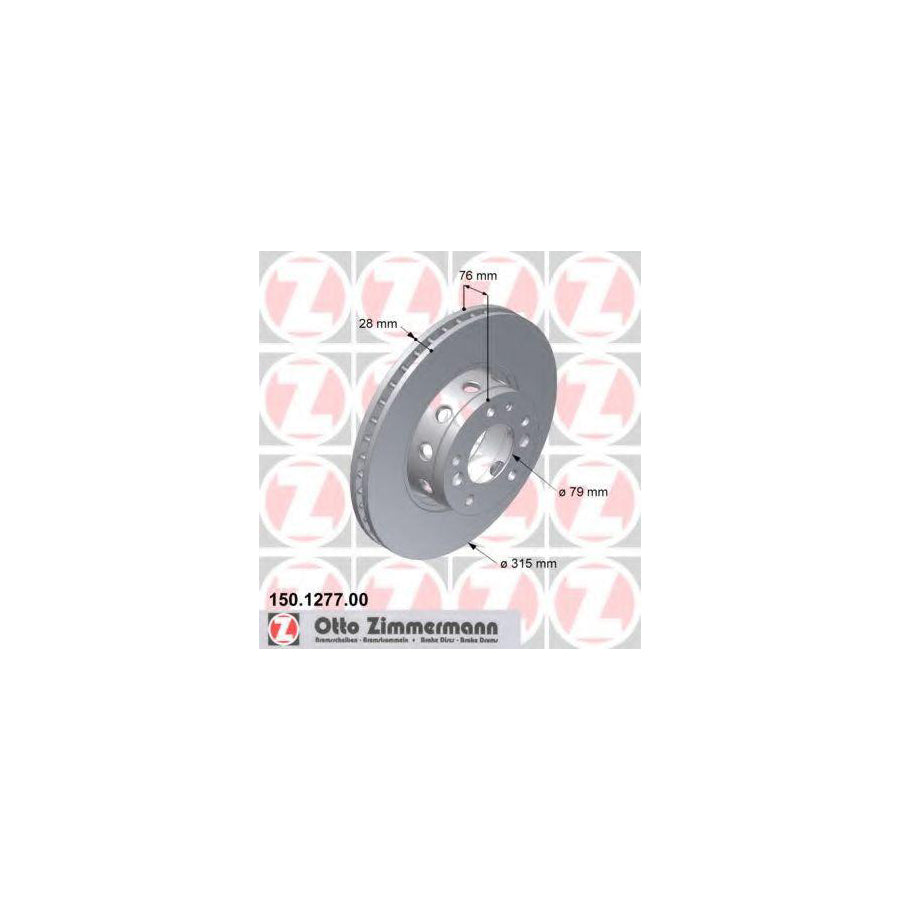 ZIMmERMANN 150 1277 00 Brake Disc for BMW 5 Saloon E34 Externally Vented High carbon