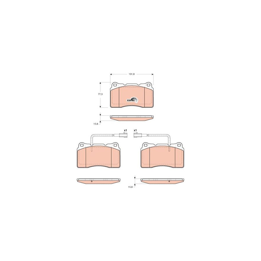 TRW Cotec Gdb1648 Brake Pad Set Incl Wear Warning Contact