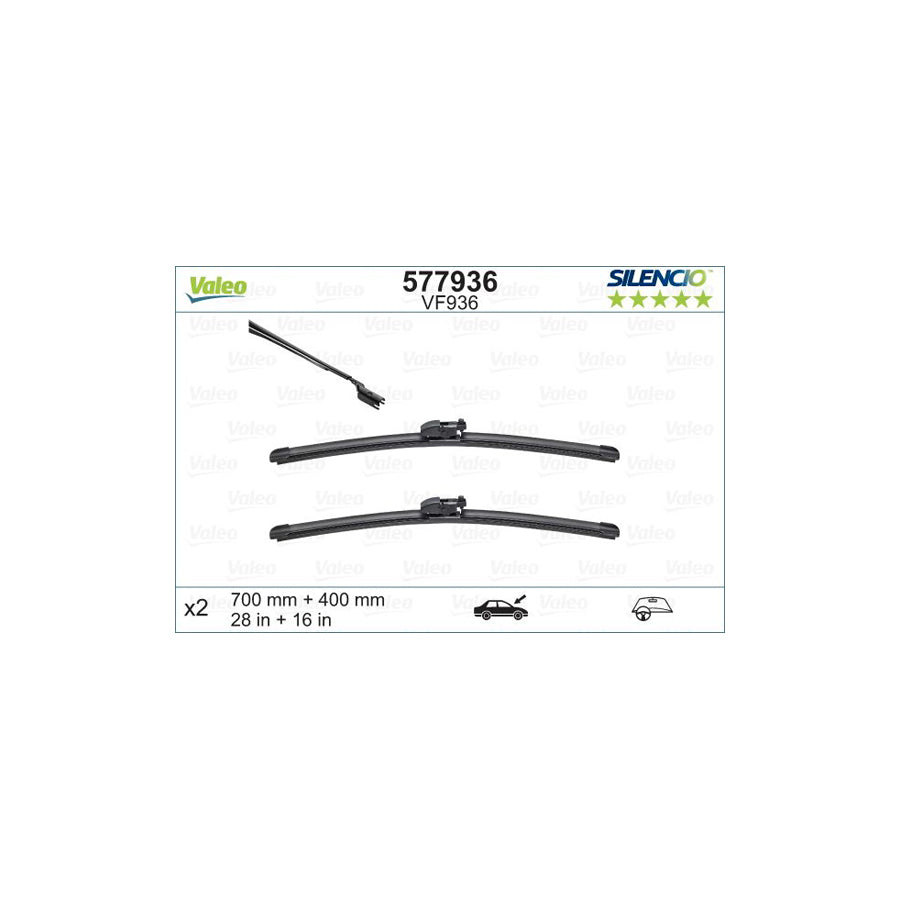 Valeo Silencio Flat Blade Set 577936 Wiper Blade For Toyota Prius | Duco Car Parts UK Car Parts