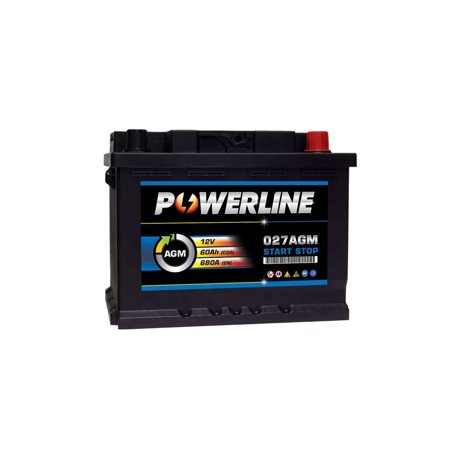 Powerline 027 AGM Start Stop Car Battery 12V 60Ah