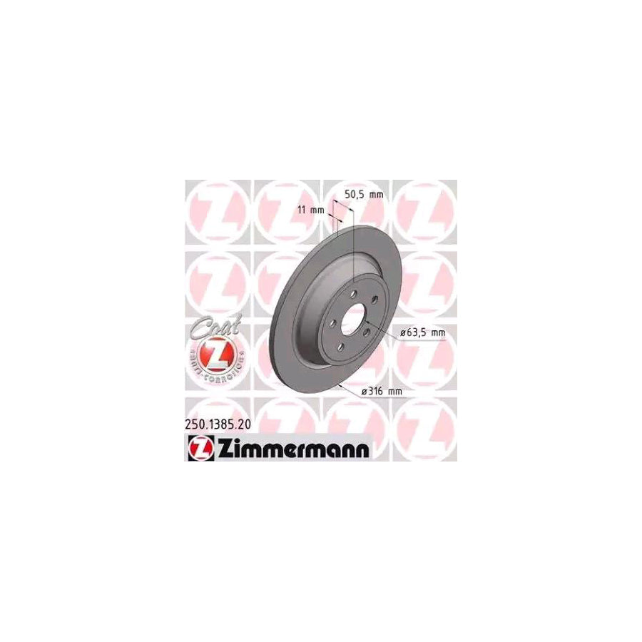 ZIMmERMANN COAT Z 250 1385 20 Brake Disc Solid Coated