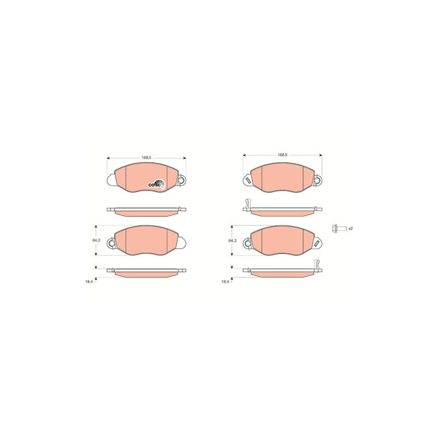 TRW Cotec Gdb1461 Brake Pad Set For Ford Transit With Acoustic Wear Warning With Brake Caliper Screws With Accessories