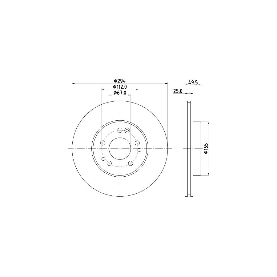 HELLA 8DD 355 103 031 Brake Disc Internally Vented without wheel hub without wheel studs
