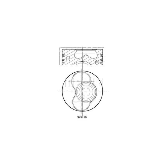 MAHLE ORIGINAL 030 86 12 Piston 80,01 mm, at steering cylinder, Axle stop on frame, with cooling duct, with piston ring carrier