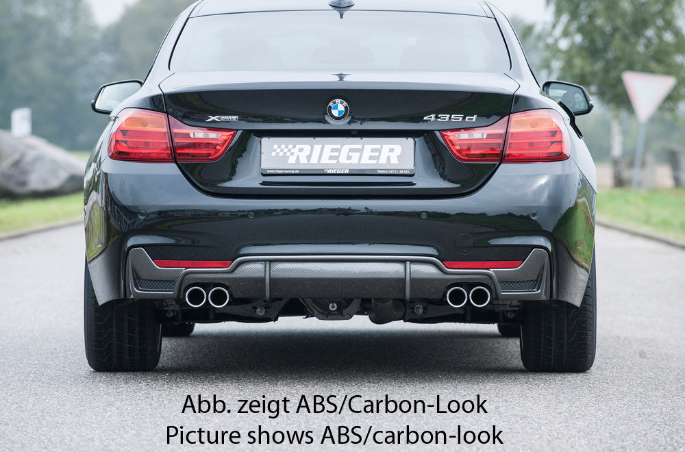 Rieger 00053490 BMW 4 Series F32 F33 F36 Rear Diffuser for Twin Tailpipe Left & Right - Carbon Look -  Matte Black