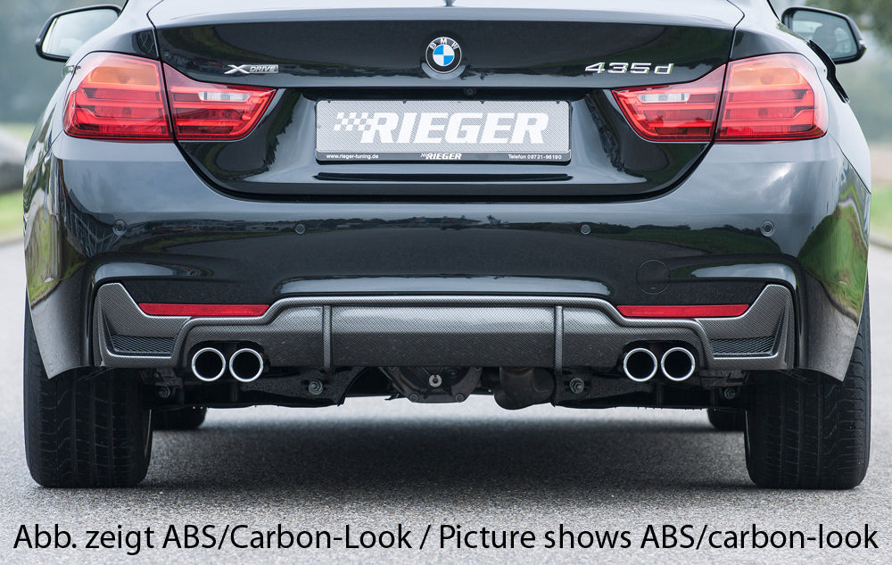 Rieger 00053490 BMW 4 Series F32 F33 F36 Rear Diffuser for Twin Tailpipe Left & Right - Carbon Look -  Matte Black