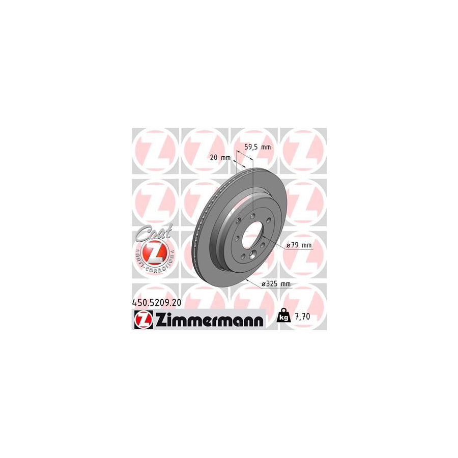 ZIMmERMANN COAT Z 450 5209 20 Brake Disc Vented Coated High carbon