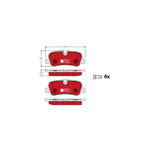 TRW Dtec Cotec Gdb1632Dte Brake Pad Set Prepared For Wear Indicator With Brake Caliper Screws With Accessories