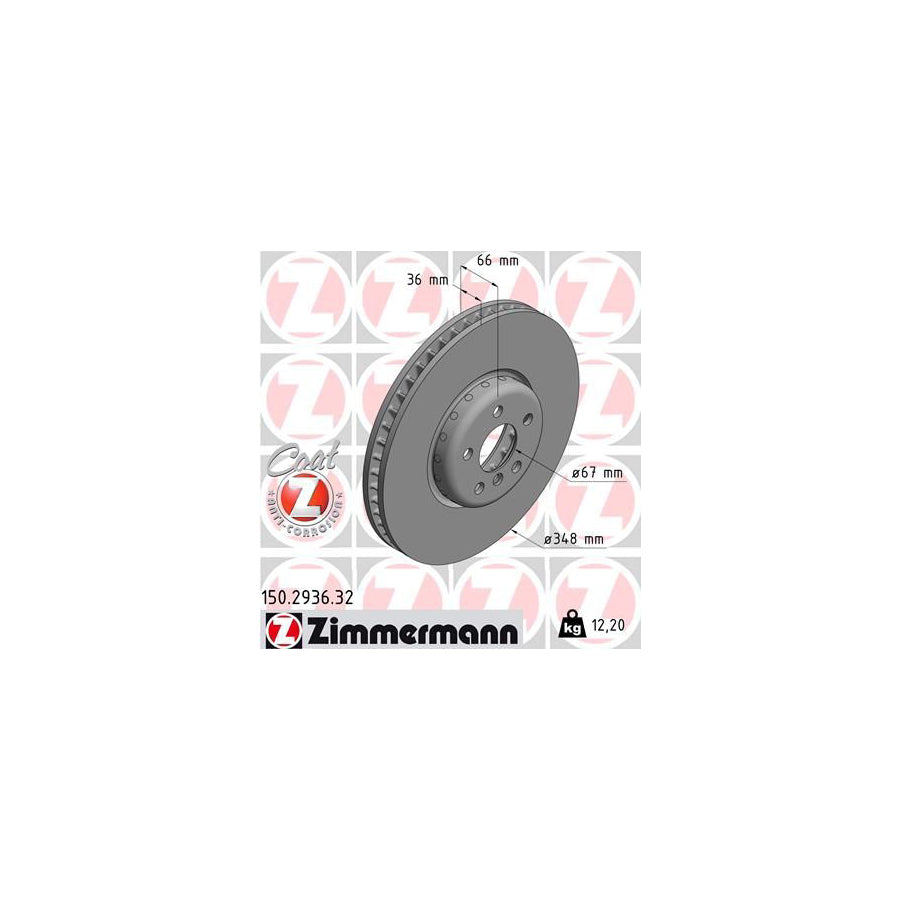 ZIMmERMANN FORMULA F COAT Z 150 2936 32 Brake Disc Internally Vented Two piece brake disc Coated High carbon