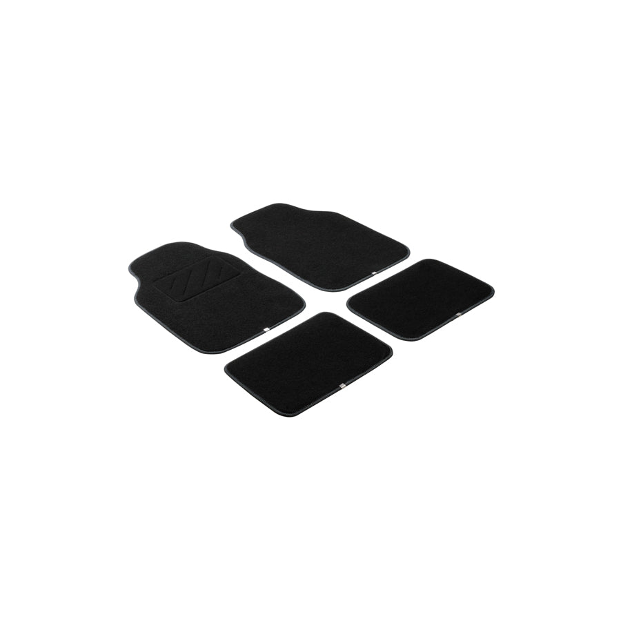 WALSER Universal fit, The Race 29019 Floor mat set Polyester, PP (Polypropylene), Front and Rear, Quantity: 4, Black, White