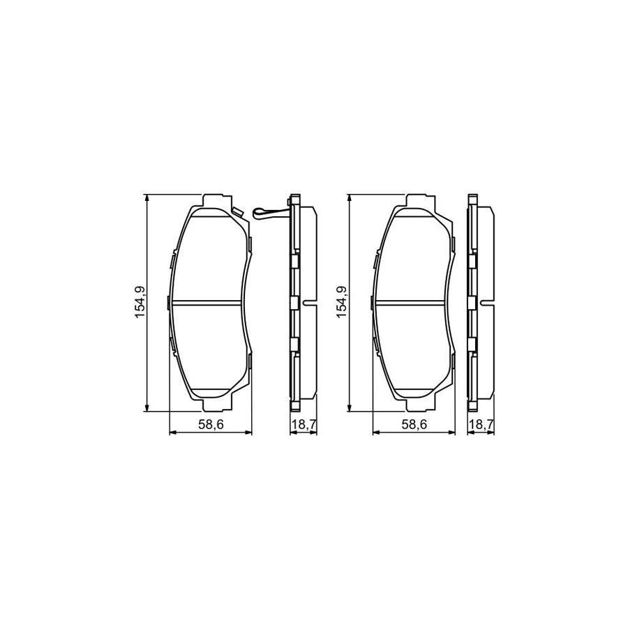 Bosch 0986494308 Brake Pad Set With Acoustic Wear Warning With Anti Squeak Plate BP1238