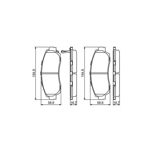 Bosch 0986494308 Brake Pad Set With Acoustic Wear Warning With Anti Squeak Plate BP1238