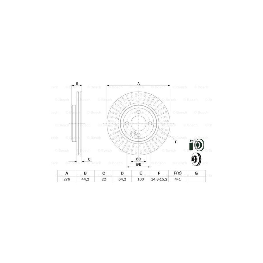 BOSCH 0 986 478 606 Brake Disc Vented Oiled High carbon