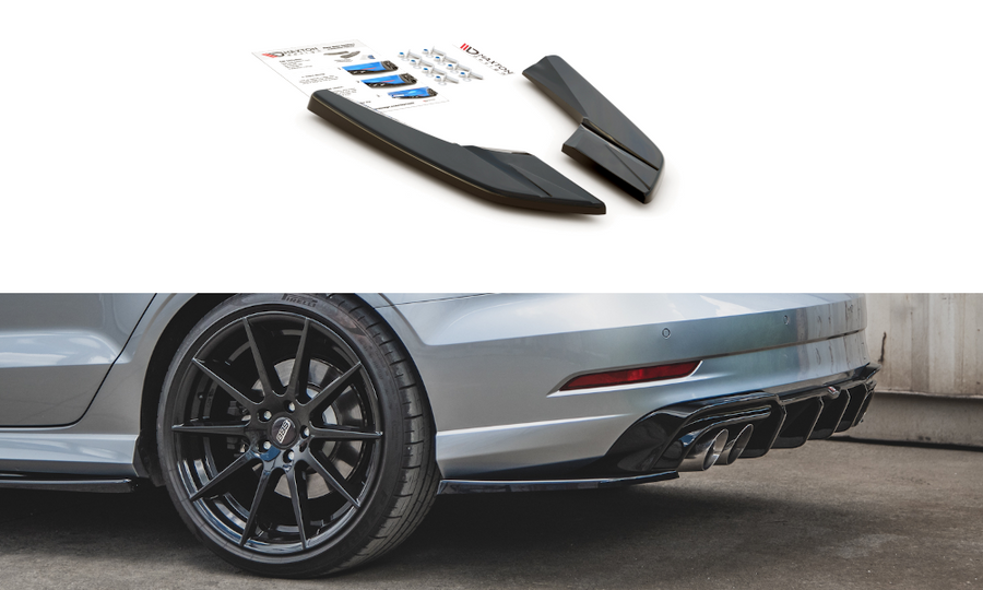 Maxton Design AU-S3-3F-S-RSD2T Rear Side Splitters V.2 Audi S3 8V FL Sedan | Duco Car Parts UK Car Parts