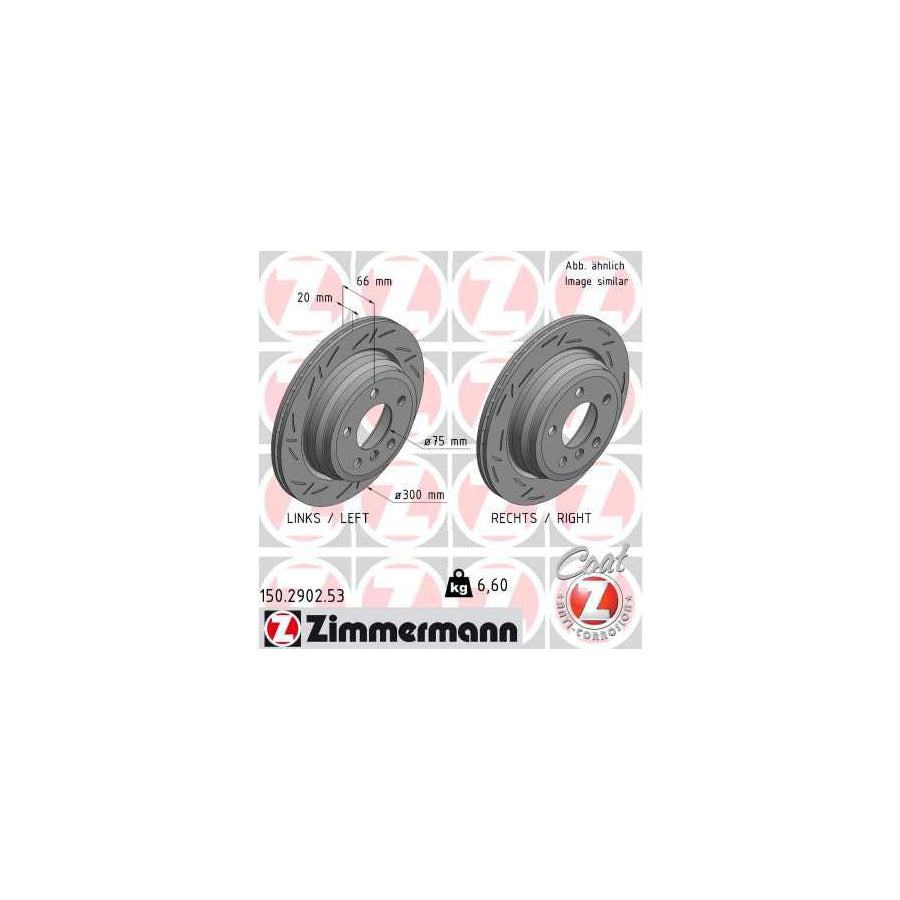 ZIMmERMANN 150 2902 53 Brake Disc Internally Vented Slotted Coated High carbon