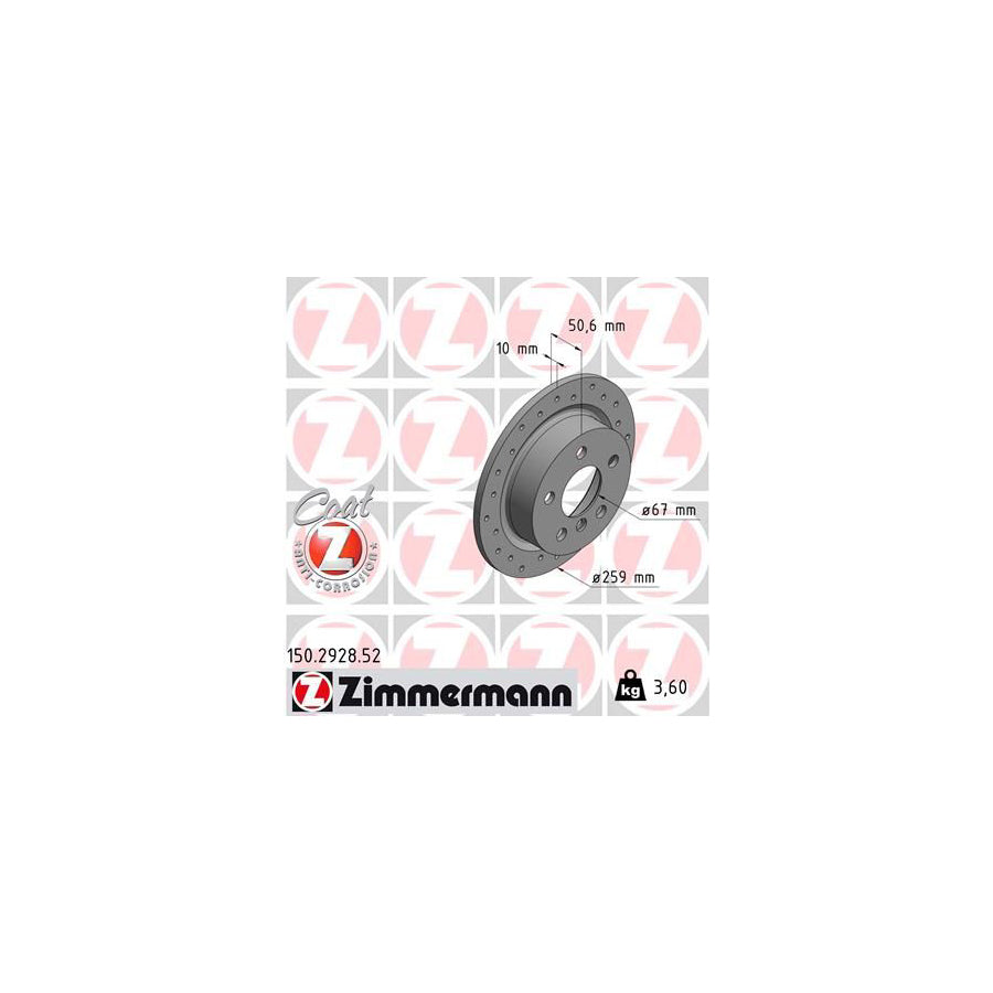 ZIMmERMANN 150 2928 52 Brake Disc Solid Coated High carbon