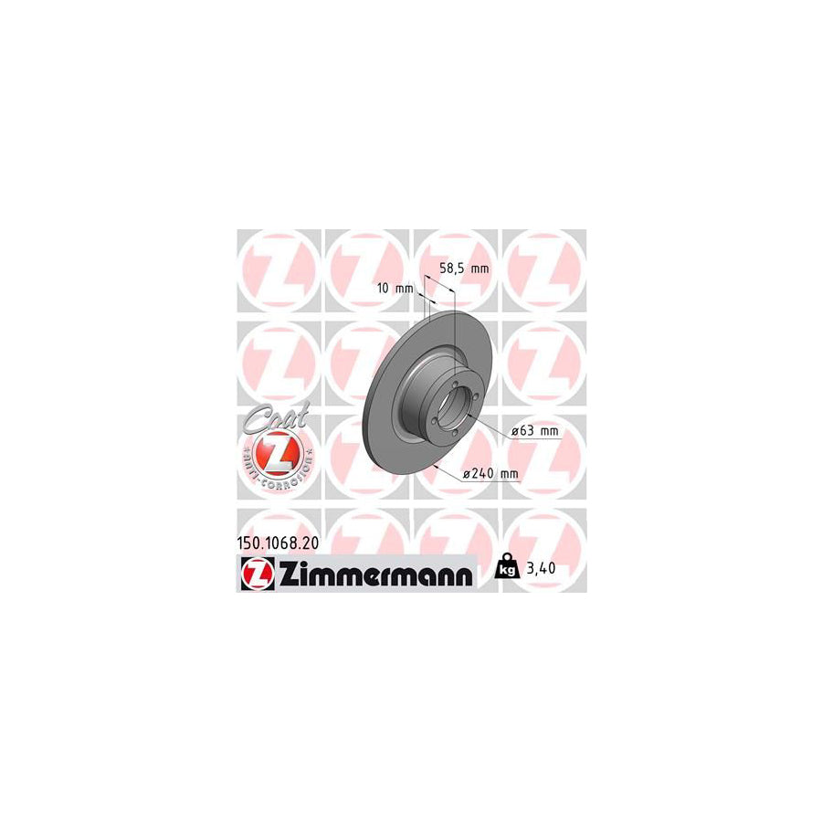 ZIMmERMANN COAT Z 150 1068 20 Brake Disc Solid Coated