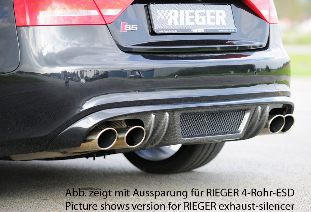 Rieger 00099894 Audi B8 B81 Rear Diffuser for Original Twin Tailpipe Left & Right (A5 & S5) - Carbon-Look
