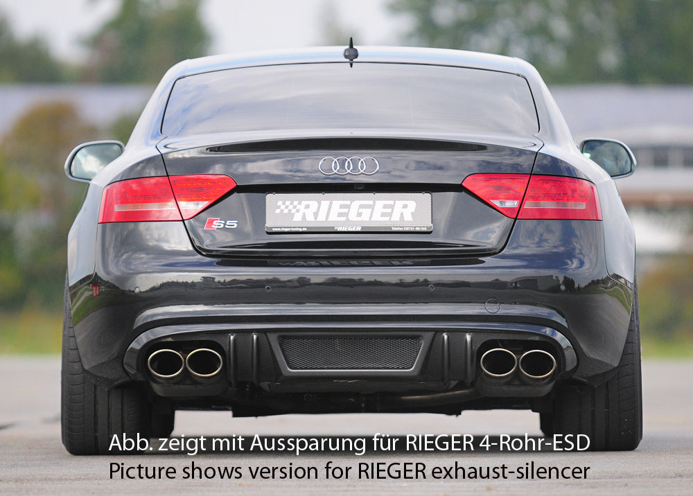 Rieger 00099894 Audi B8 B81 Rear Diffuser for Original Twin Tailpipe Left & Right (A5 & S5) - Carbon-Look