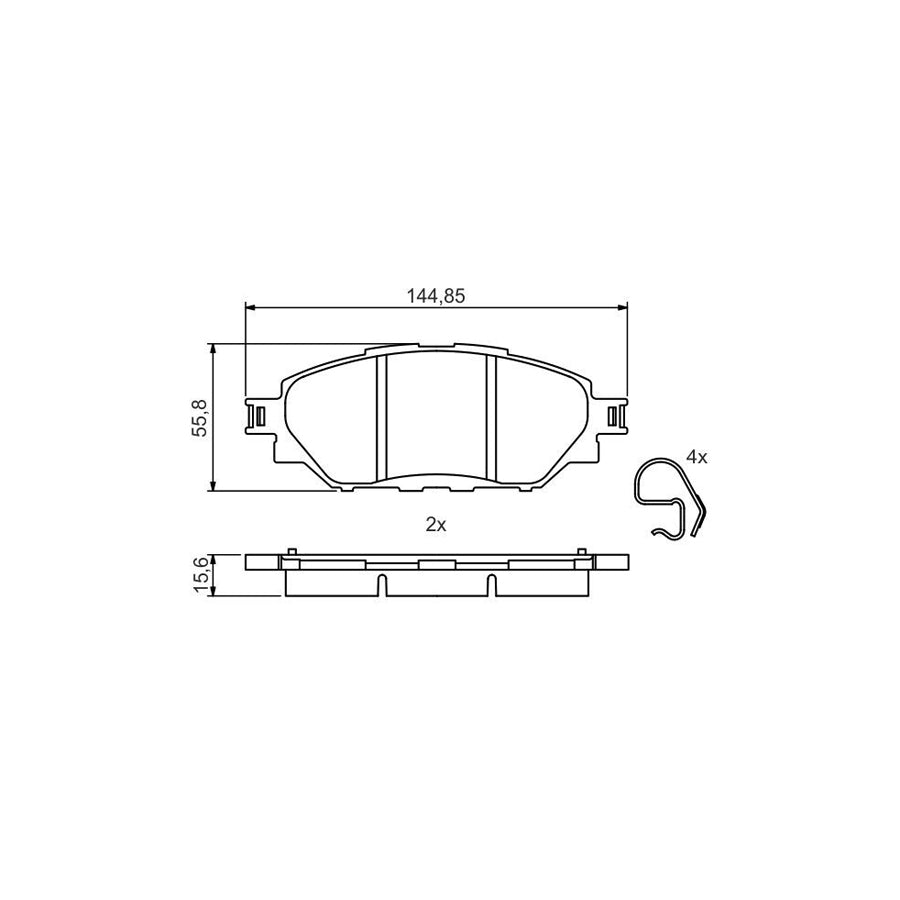 Bosch 0986495425 Brake Pad Set For Toyota Hilux Viii Pickup BP2057