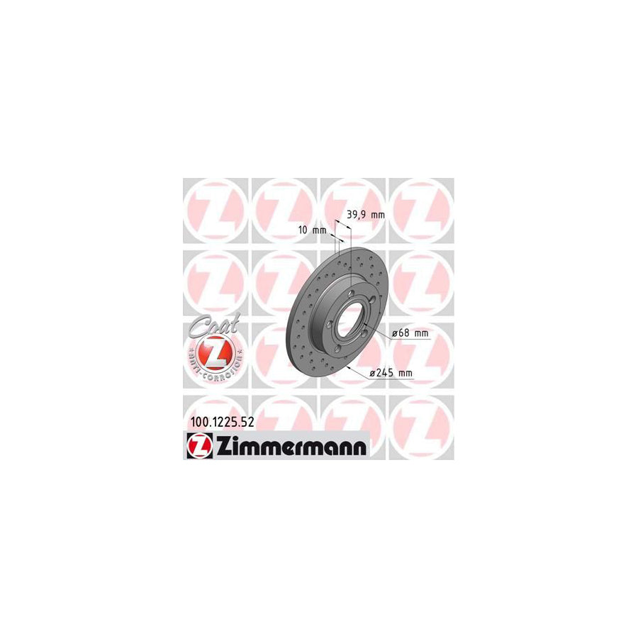 ZIMmERMANN SPORT COAT Z 100 1225 52 Brake Disc Perforated Solid Coated