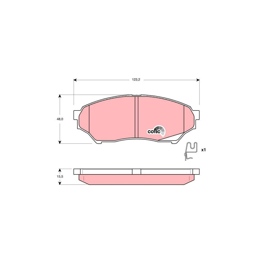 TRW Cotec Gdb3270 Brake Pad Set For Mitsubishi Shogun Pinin V60 With Acoustic Wear Warning With Accessories