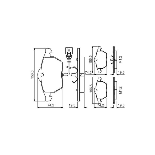 Bosch 0986495249 Brake Pad Set With Integrated Wear Sensor With Piston Clip BP1548