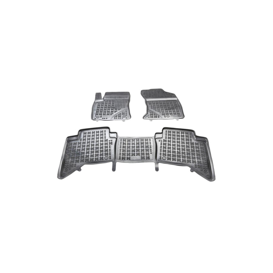 REZAW PLAST 201431 Floor mat set for TOYOTA Hilux VIII Pickup Elastomer, Front and Rear, Black