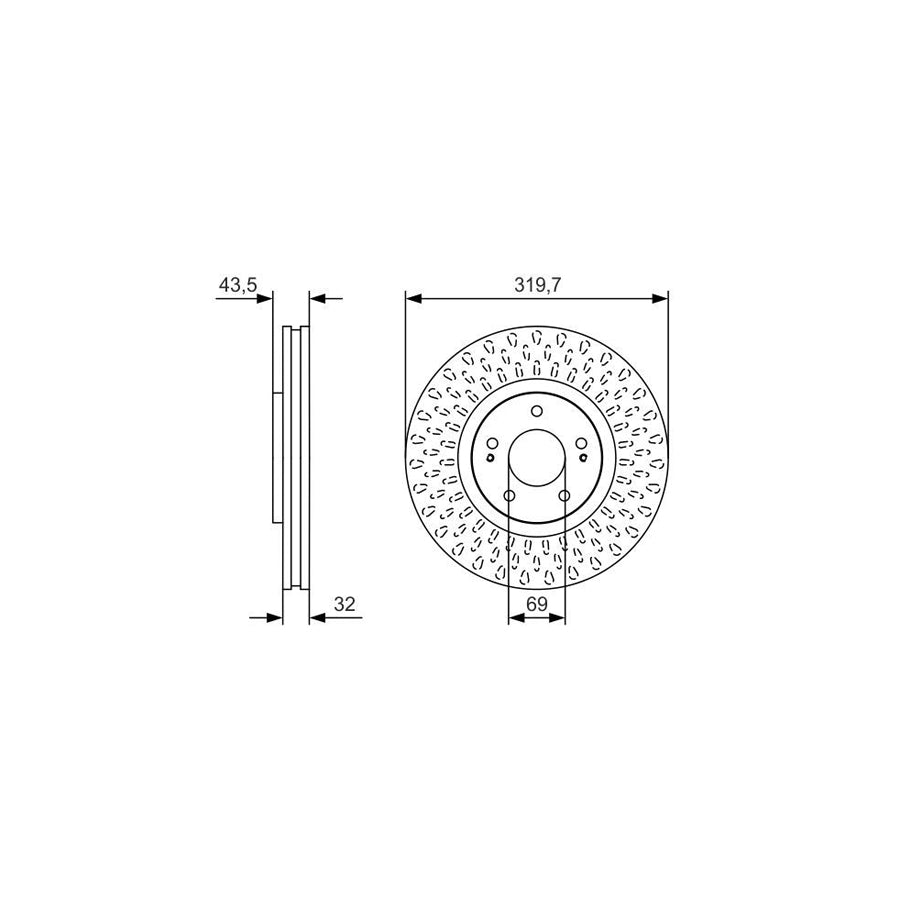 BOSCH 0 986 479 T01 Brake Disc for MITSUBISHI LANCER Vented Oiled