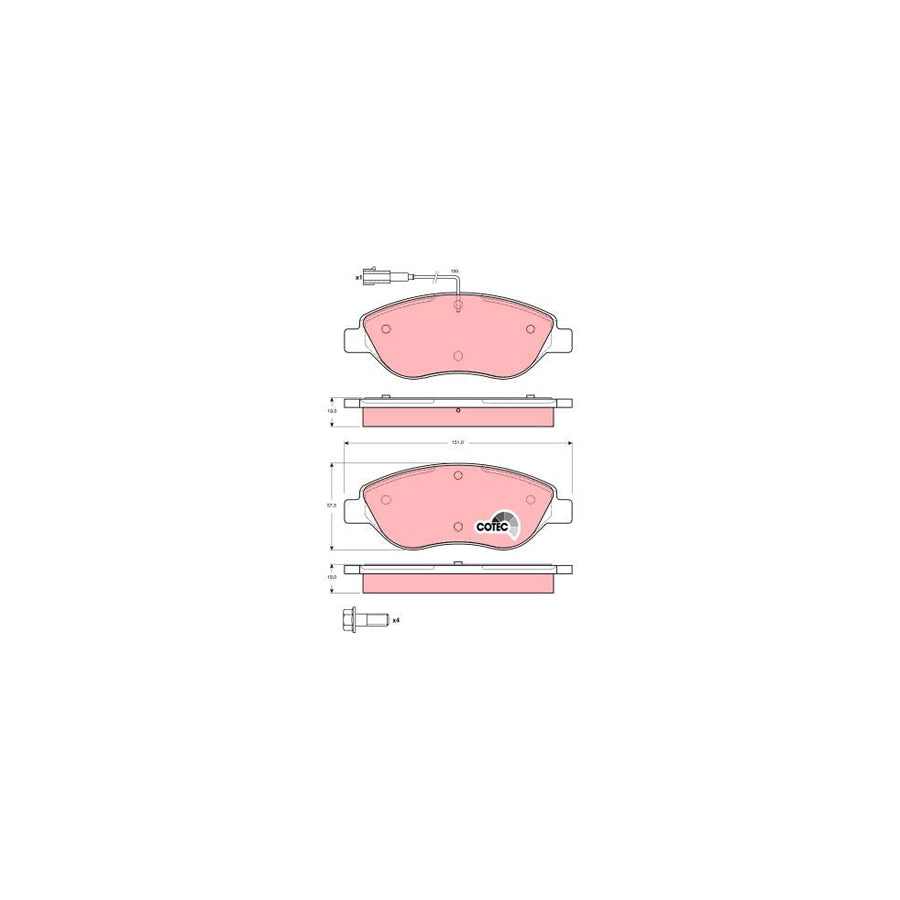 TRW Cotec Gdb1484 Brake Pad Set Incl Wear Warning Contact