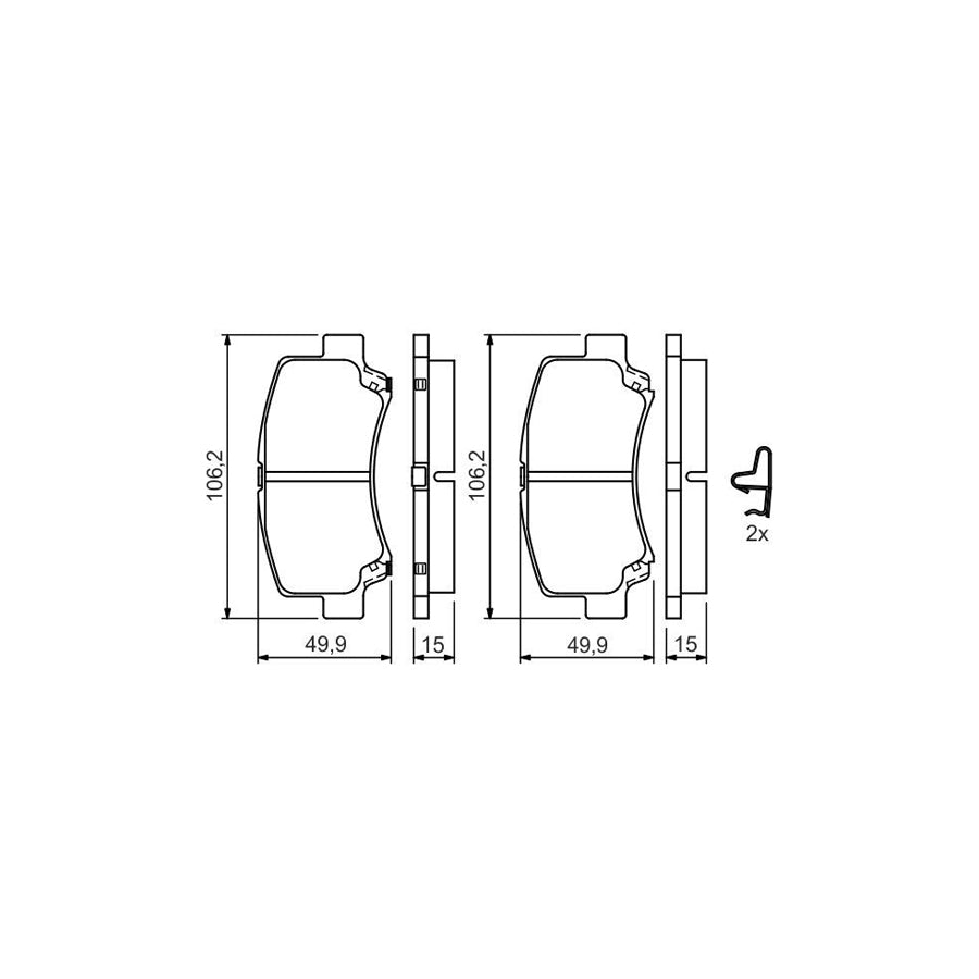 Bosch 0986424626 Brake Pad Set For Suzuki Wagon R I Hatchback Em With Acoustic Wear Warning BP349