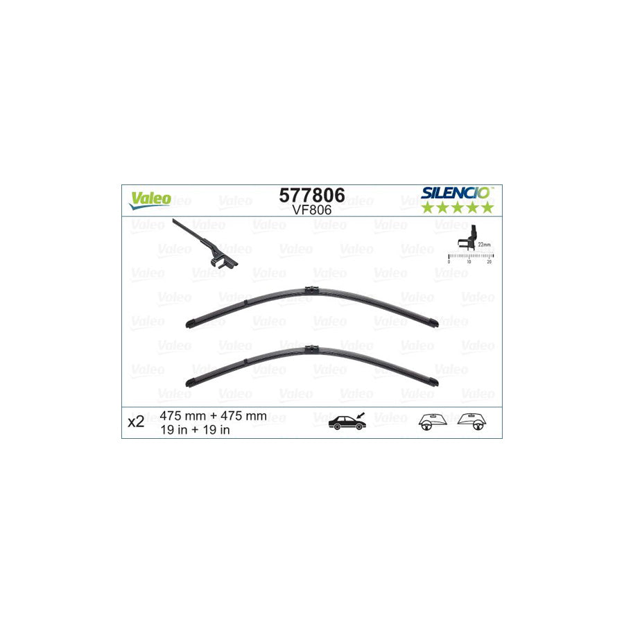 Valeo Silencio X.Trm 577806 Wiper Blade For VW Lupo / Lupo 3L (6X1, 6E1) | Duco Car Parts UK Car Parts