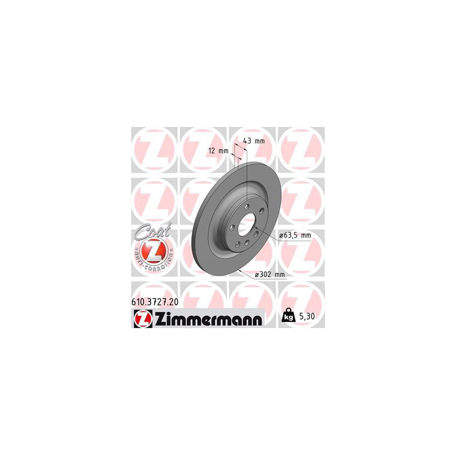 ZIMmERMANN COAT Z 610 3727 20 Brake Disc Solid Coated