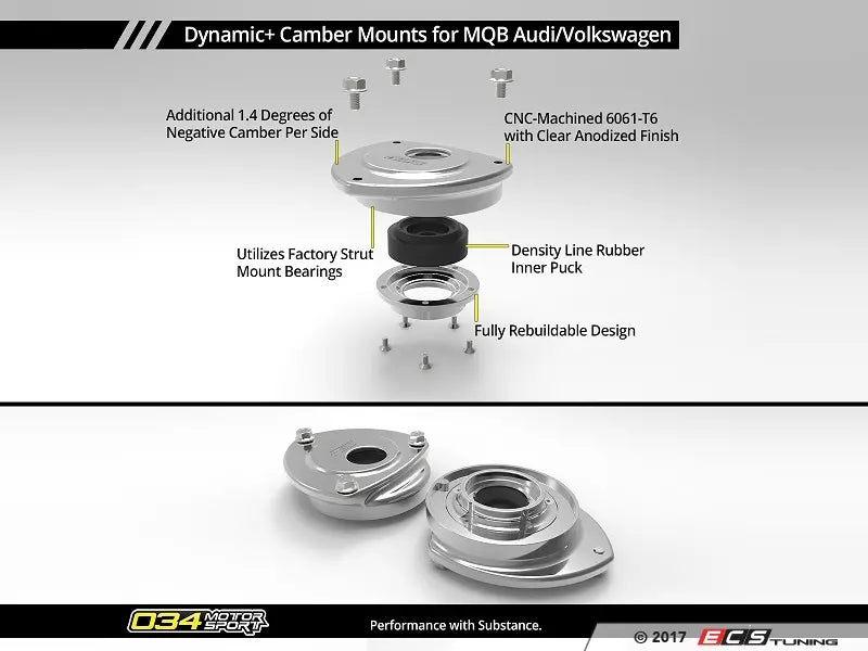 034Motorsport Volkswagen Audi Dynamic+ Camber Mount Pair (Golf, A3 & TT)