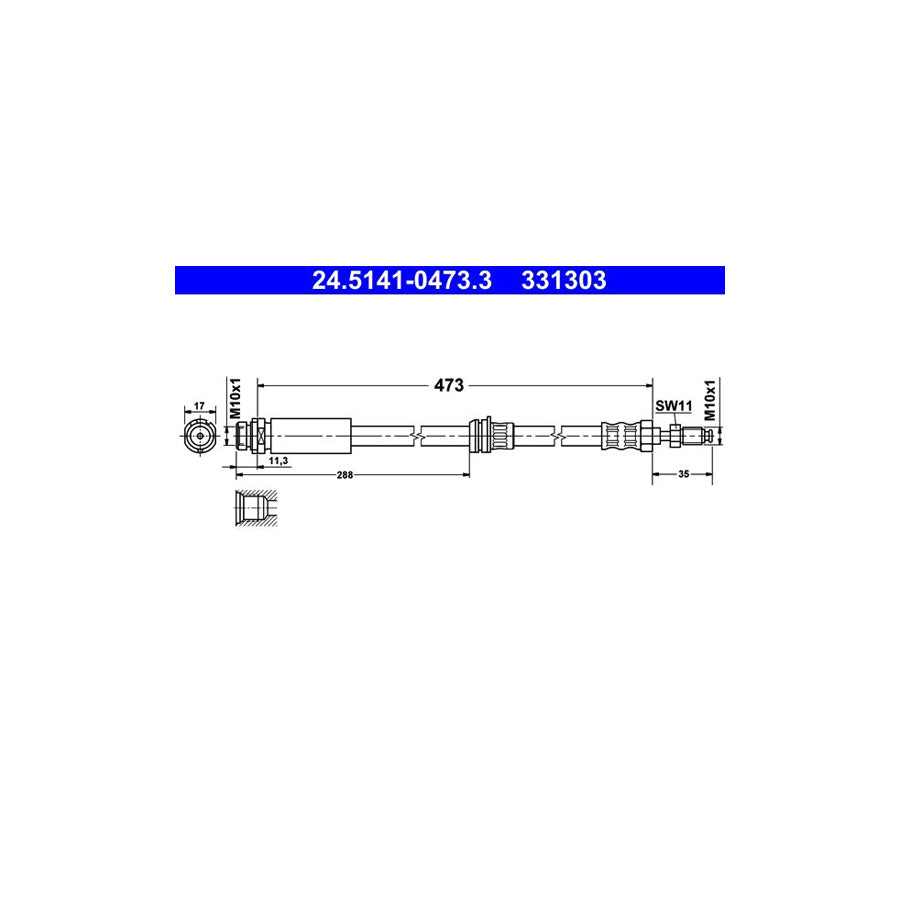 ATE 24 5141 0473 3 Brake Hose 473Mm M10X1 