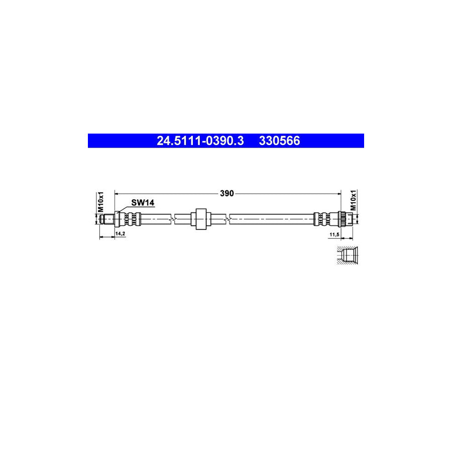 ATE 24 5111 0390 3 Brake Hose 390Mm M10X1 