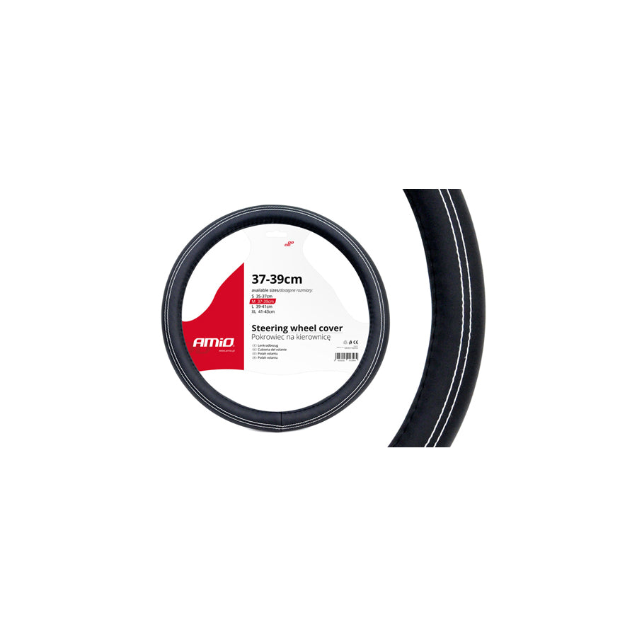 AMiO SWC-15 01380 Steering wheel cover Black, White, ?: 37-39cm, Leatherette