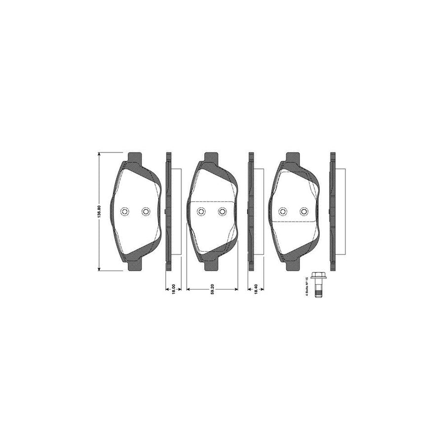 Bosch 0986Tb3094 Brake Pad Set Excl Wear Warning Contact