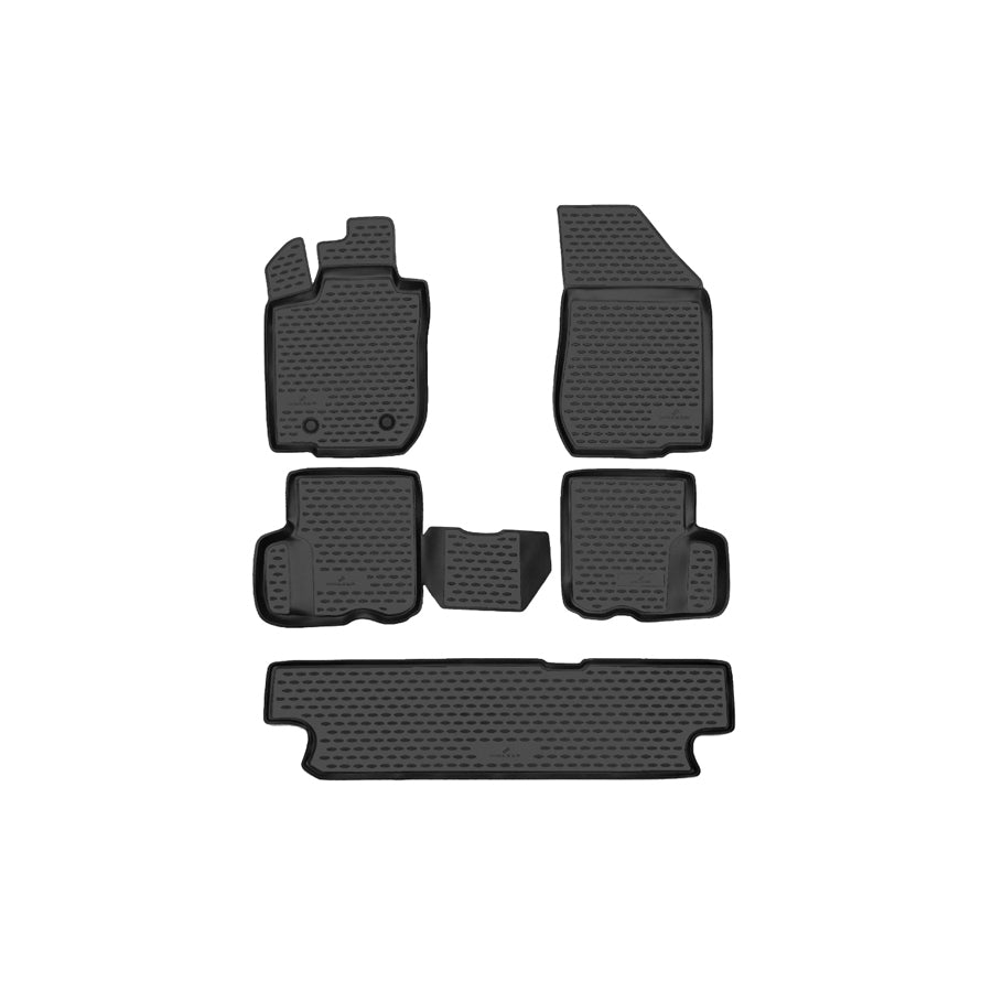 WALSER Tailored, XTR 75203 Floor mat set Elastomer, Centre, Front and Rear, Black