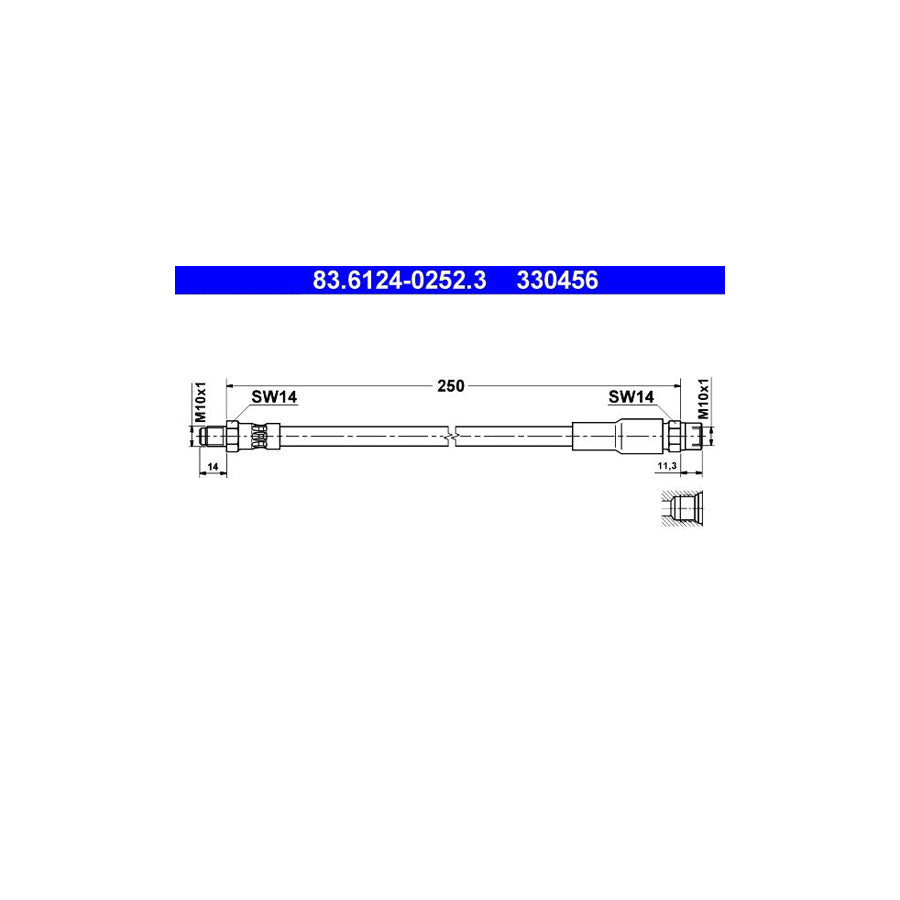 ATE 83 6124 0252 3 Brake Hose for AUDI A8 D2 4D2 4D8 250Mm M10X1 