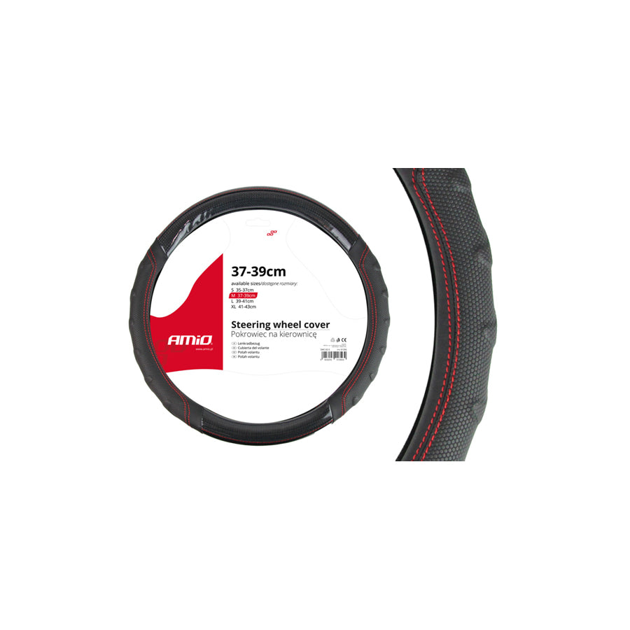 AMiO SWC-21 01698 Steering wheel cover Black, ?: 37-39cm, Elastomer, Leatherette