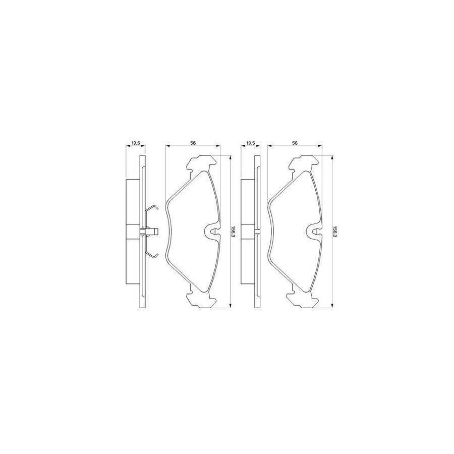 Bosch 0986461766 Brake Pad Set For Saab 9000 With Piston Clip BP614