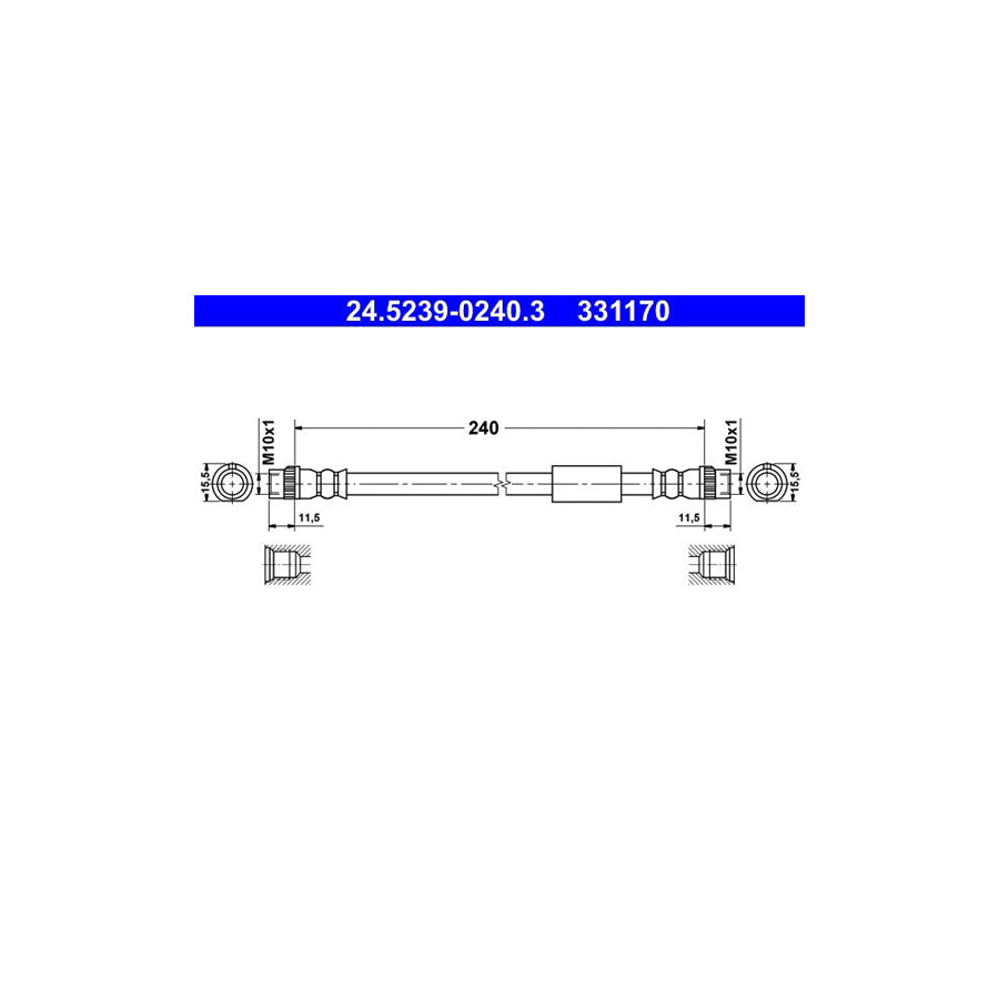ATE 24 5239 0240 3 Brake Hose 240Mm