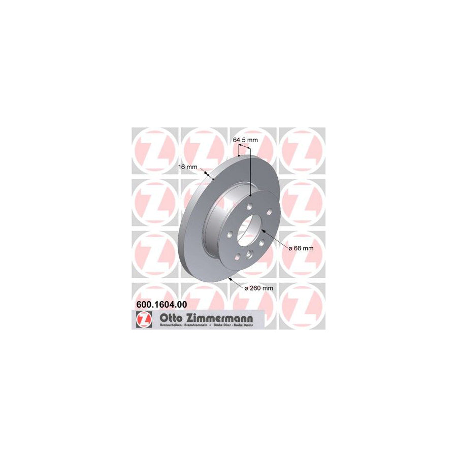 ZIMmERMANN 600 1604 00 Brake Disc for VW TRANSPORTER Solid