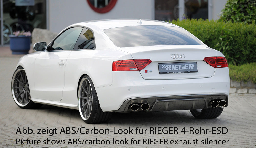 Rieger 00055471 Audi B8 B81 A5 Rear Diffuser for Original Tailpipe Left & RIght -  Matte Black