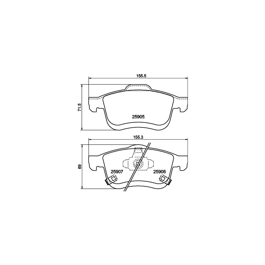 Hella 8DB 355 021 801 Brake Pad Set For Fiat 500L 351 352 With Acoustic Wear Warning